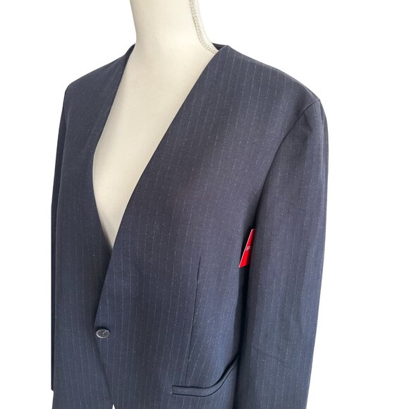 SPANX Navy Pinstripe Perfect Collarless Blazer Size Large NEW with tags - Picture 4 of 6